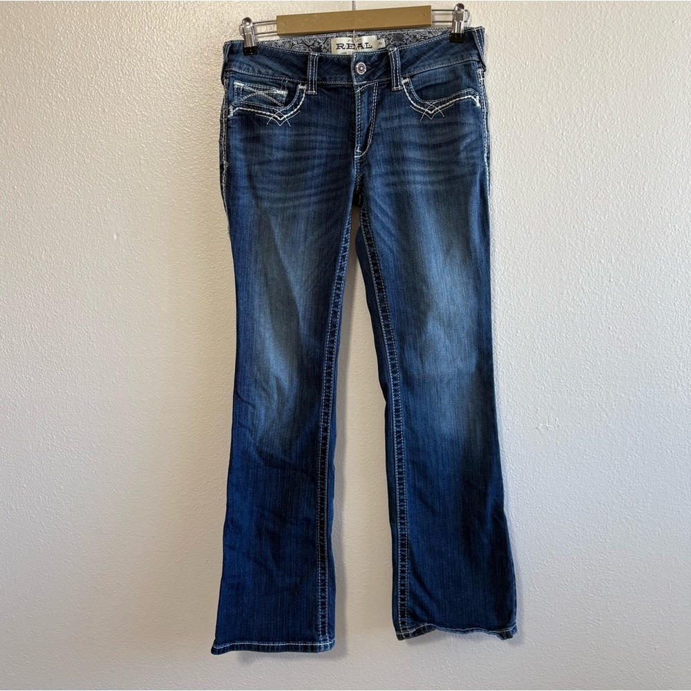 Ariat REAL Denim Size 29 Marine Mid Rise Boot Entwinted Jeans Western Cowgirl